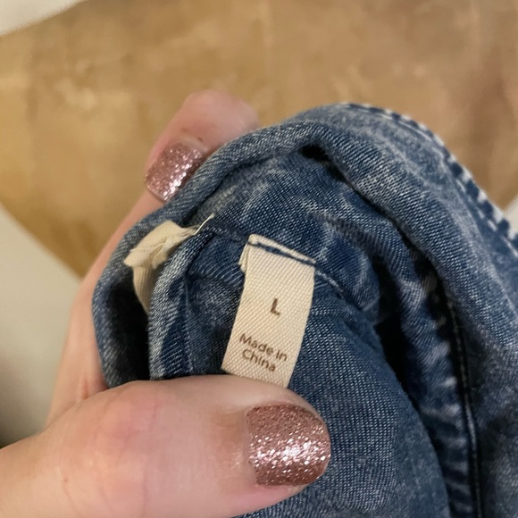 Soft Surroundings Maxi Acid-Wash Chambray Buttondown Dress Tencel Size Large - Picture 5 of 6